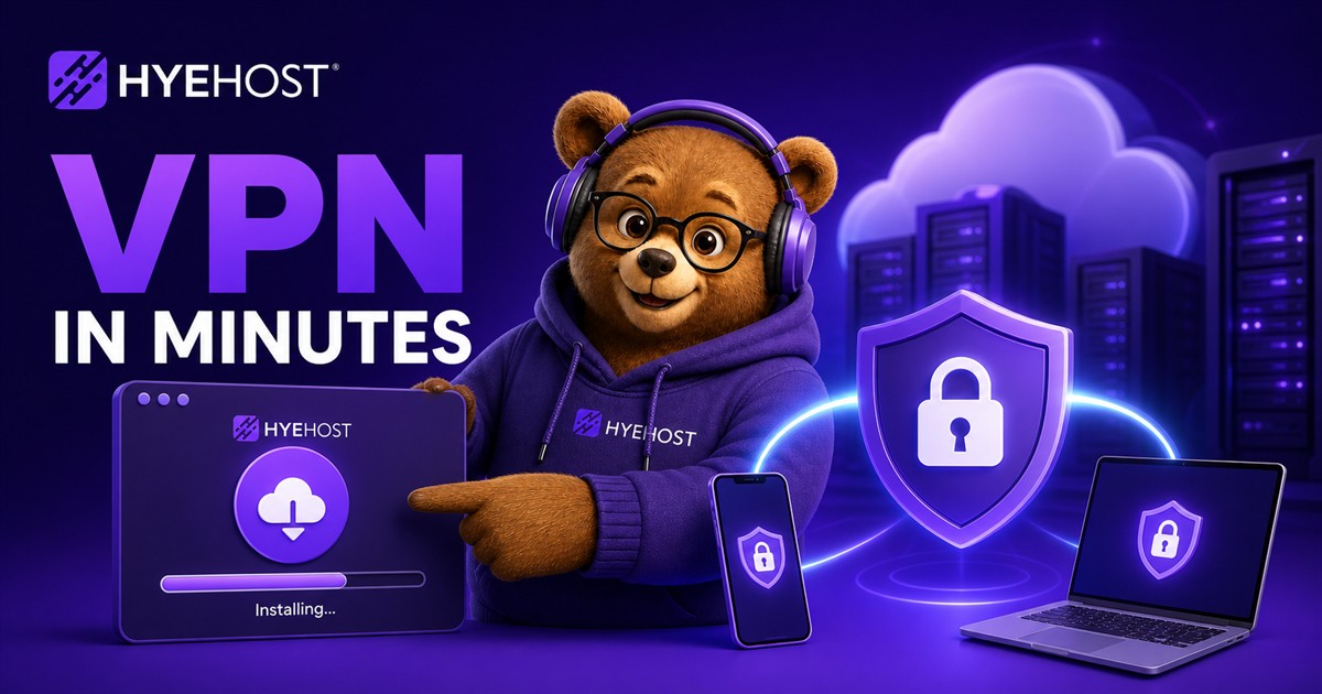 Private VPN tunnel launching from a HYEHOST VPS app installer panel