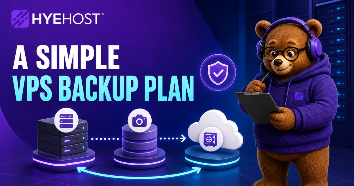 VPS backup snapshots, database dumps and restore paths for a HYEHOST hosted project
