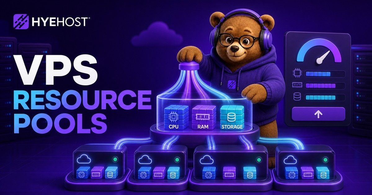HYEHOST VPS Resource Pools and custom upgrade controls for CPU RAM SSD transfer and HDD storage