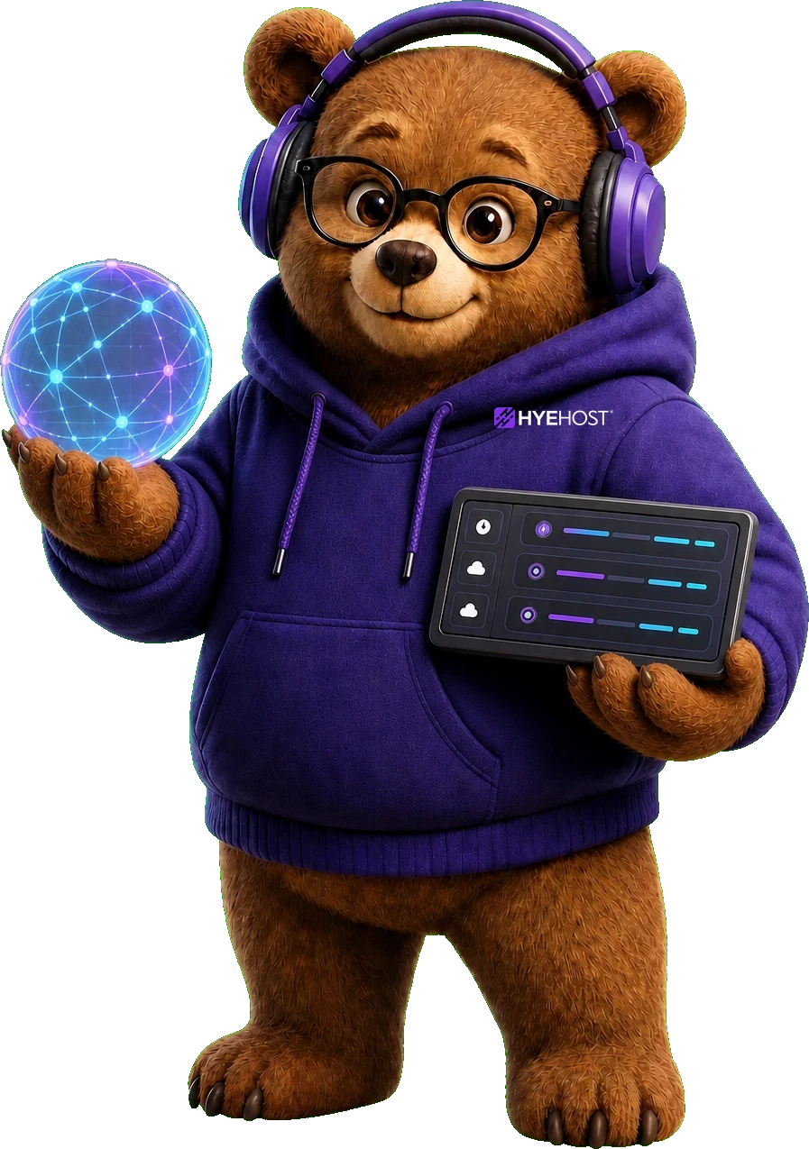 HYEHOST DNS mascot presenting authoritative DNS and zone management