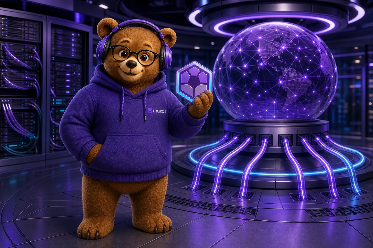 HYEHOST mascot presenting a native IPv6 network for World IPv6 Launch