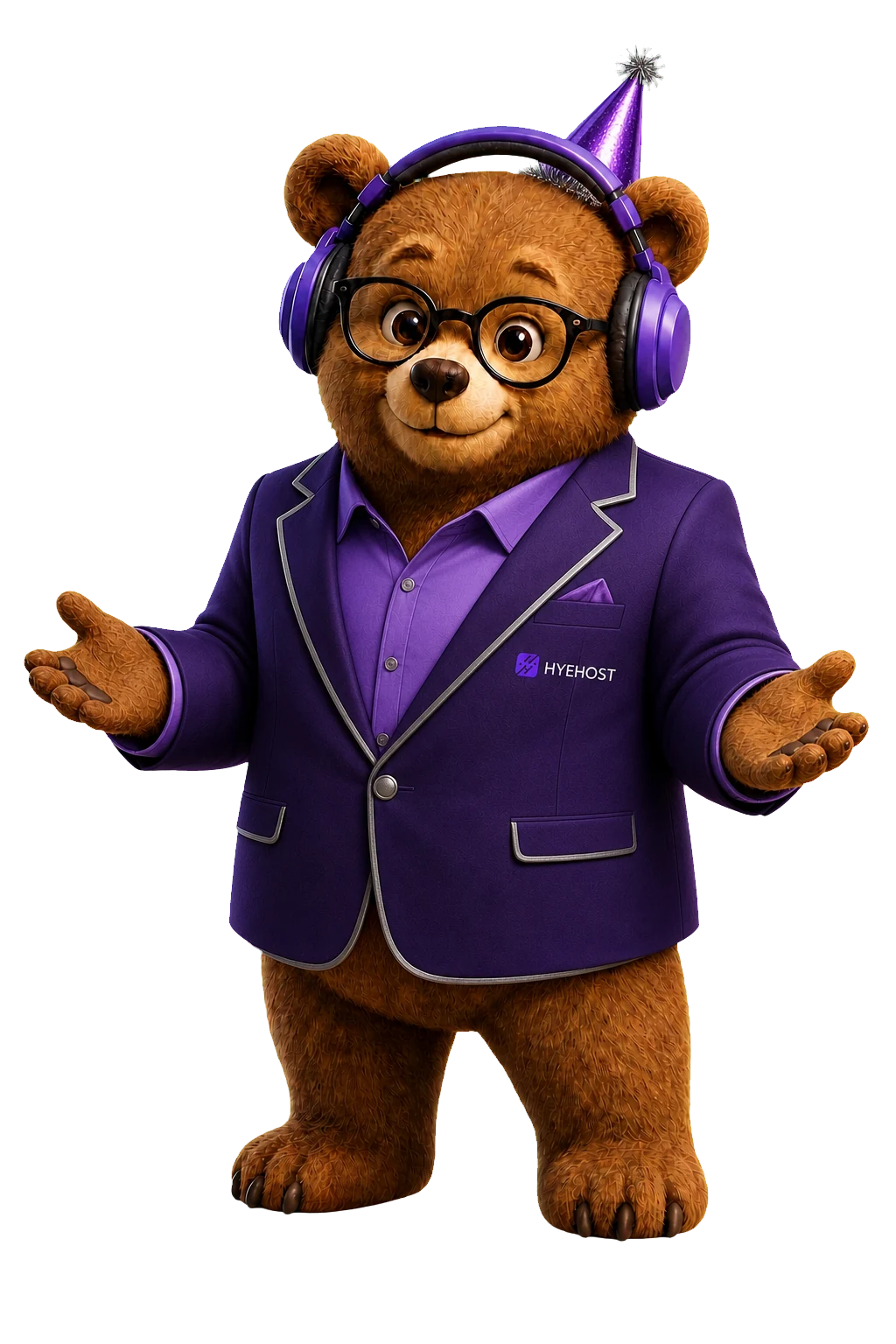 Transparent New Year version of the HYEHOST homepage mascot